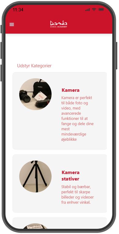 Billede af mobil-versionen af vores projekt
